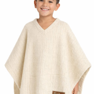 Ruana Infantil Artesanal en Lana Natural